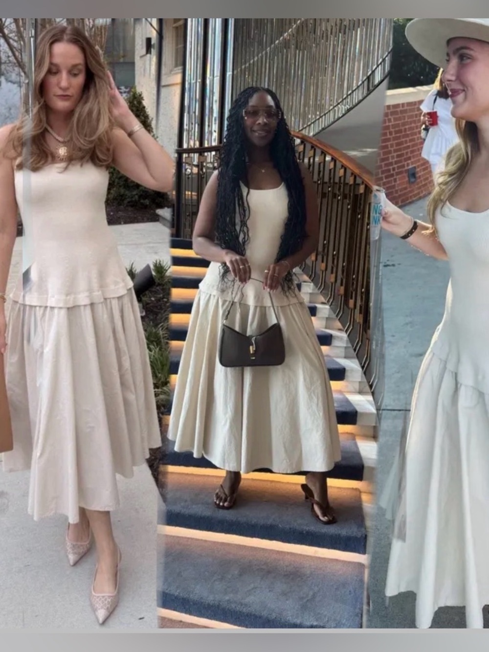 SIMKHAI Silas cream drop-waist minimalist dress in size medium.